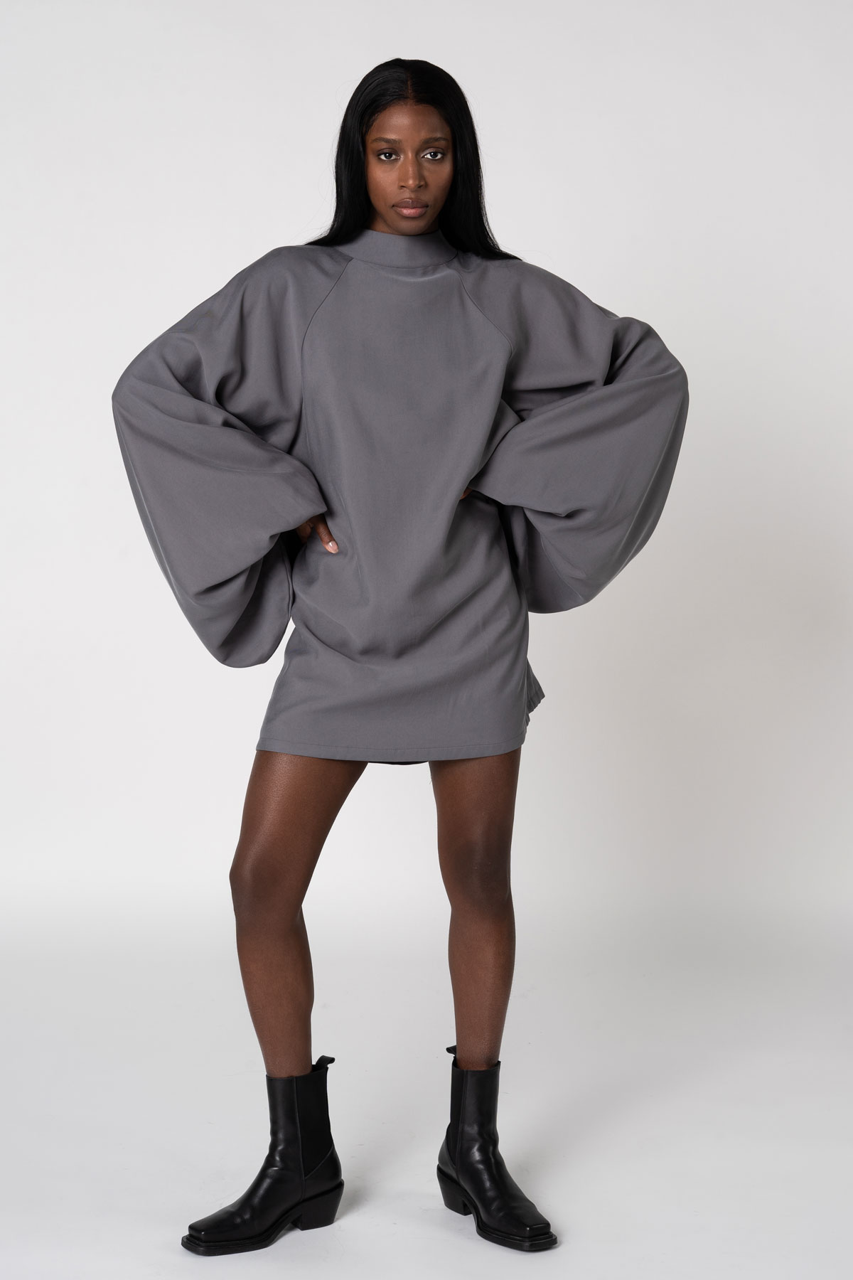 DAHMARA Mini Dress Smoke Grey - black palms the label EN